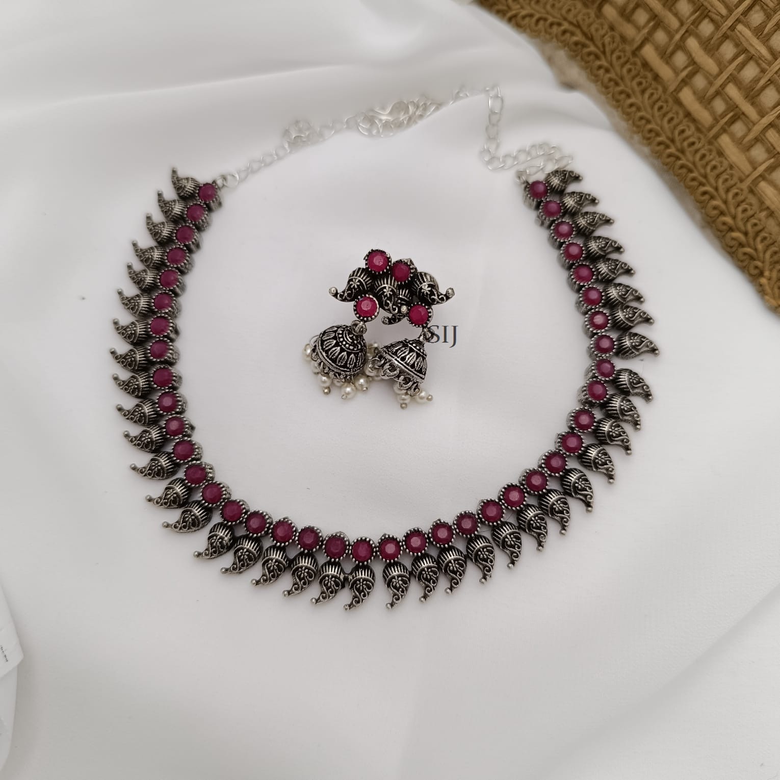 Stunning Ruby Mango Design Necklace