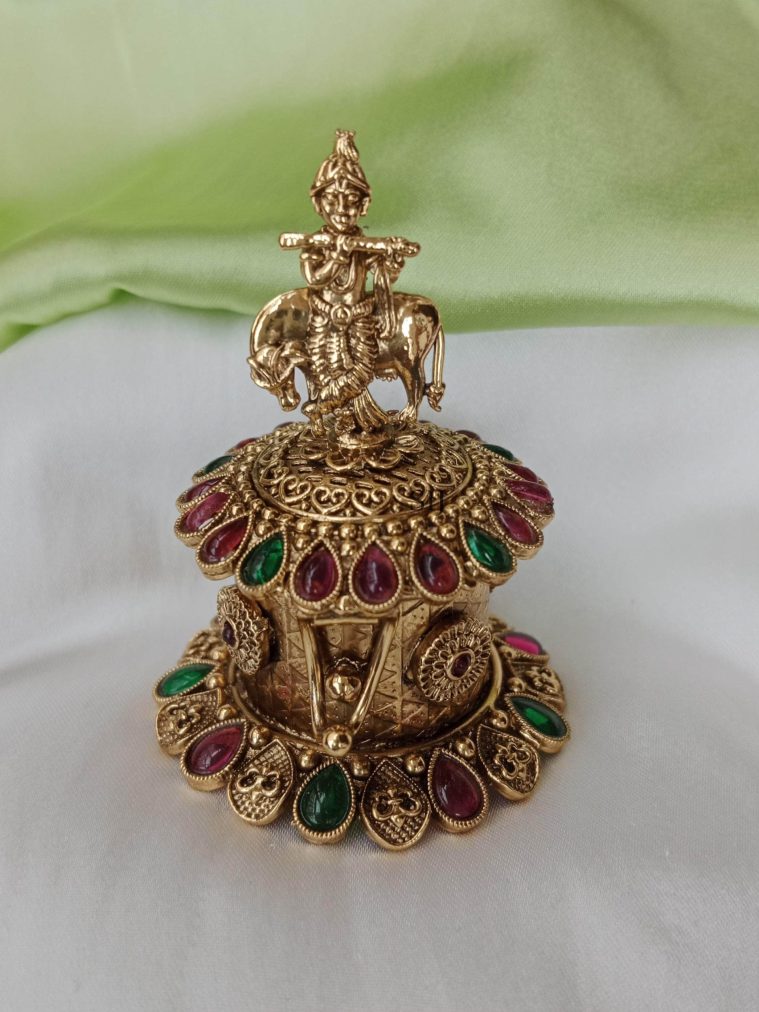 Traditional Krishna KumKum Box