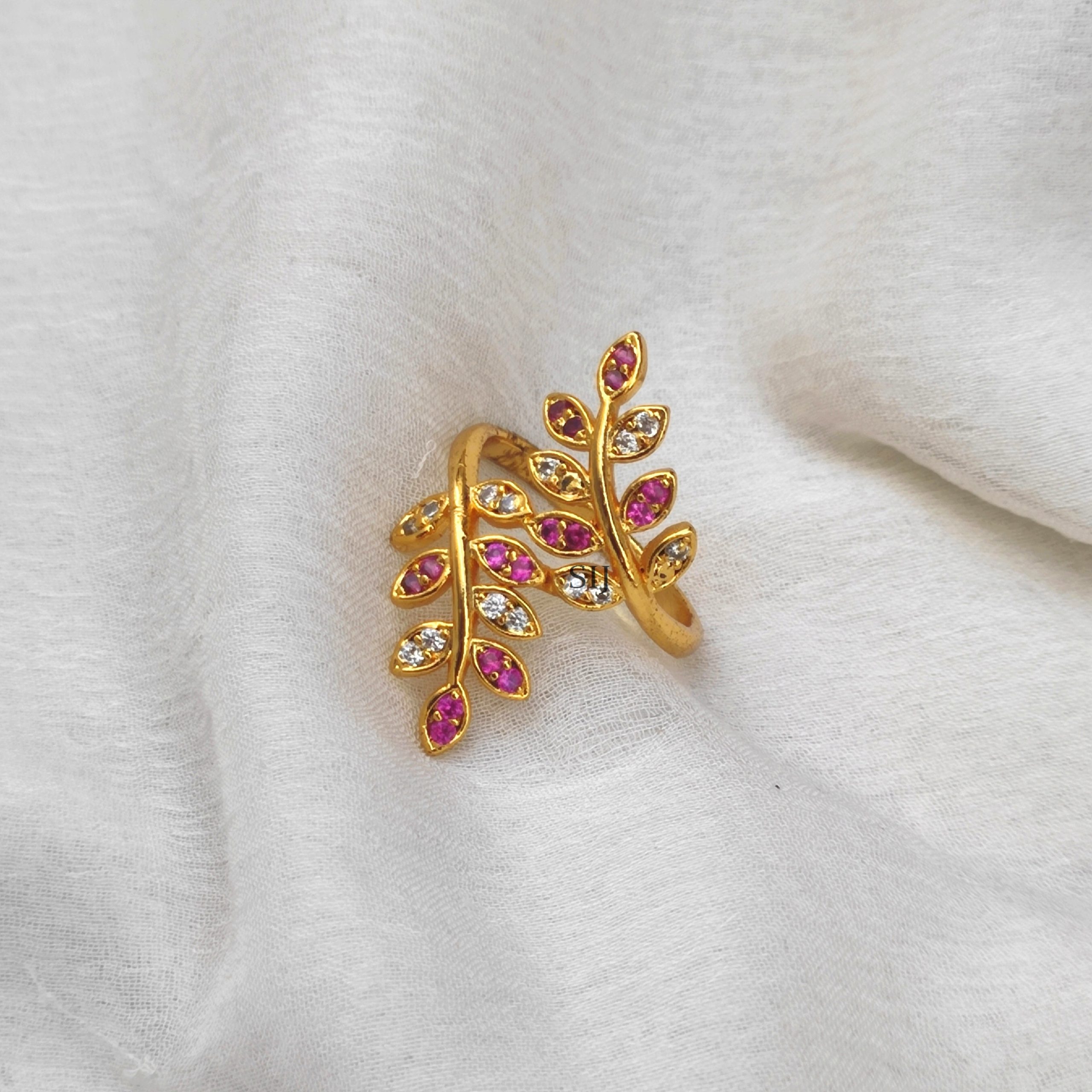 Retailer of 22k gold leaf design ring | Jewelxy - 141772