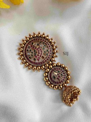 Trendy Round Style Peacock Motif Jada Billai-A1