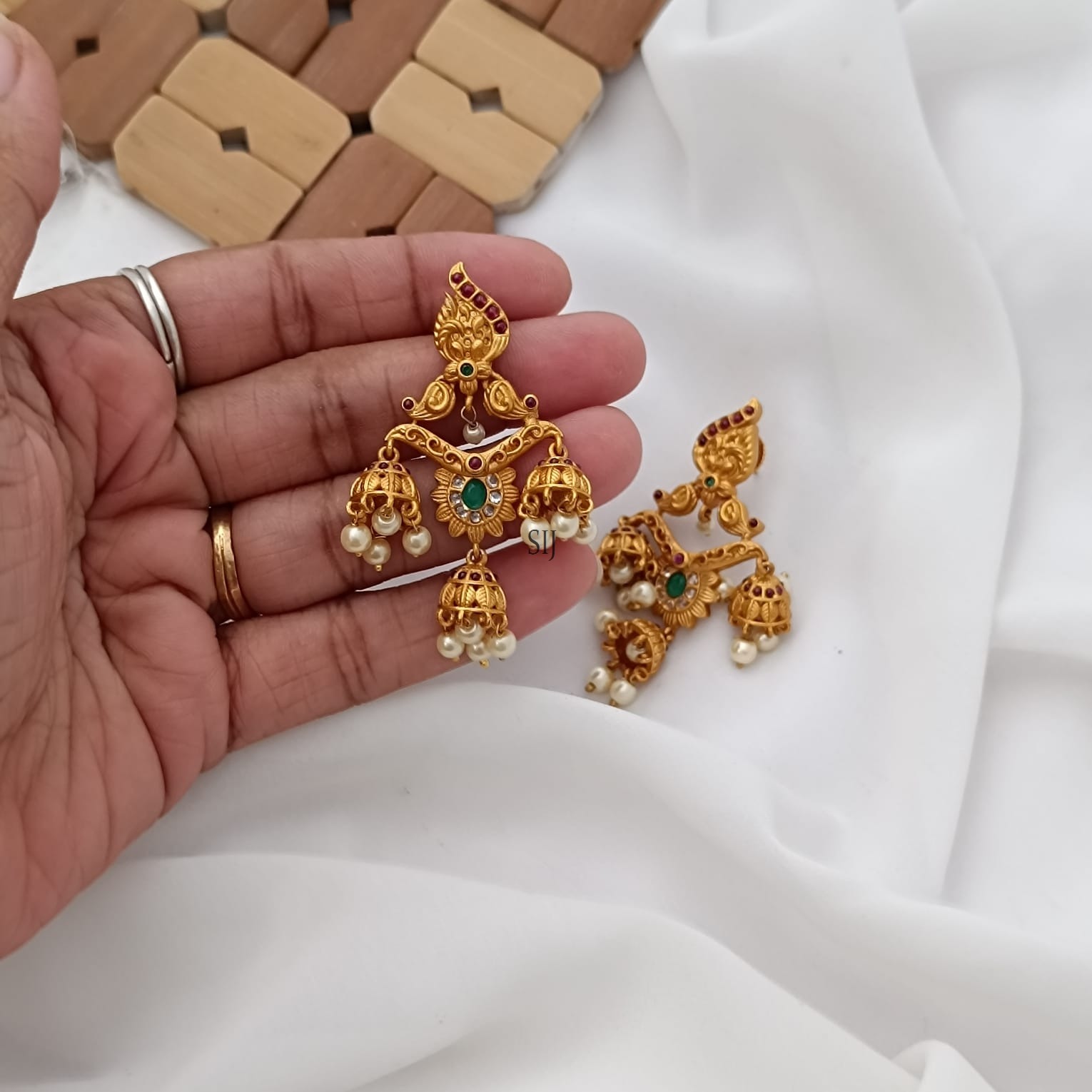 Tri Jhumki Copper Earrings