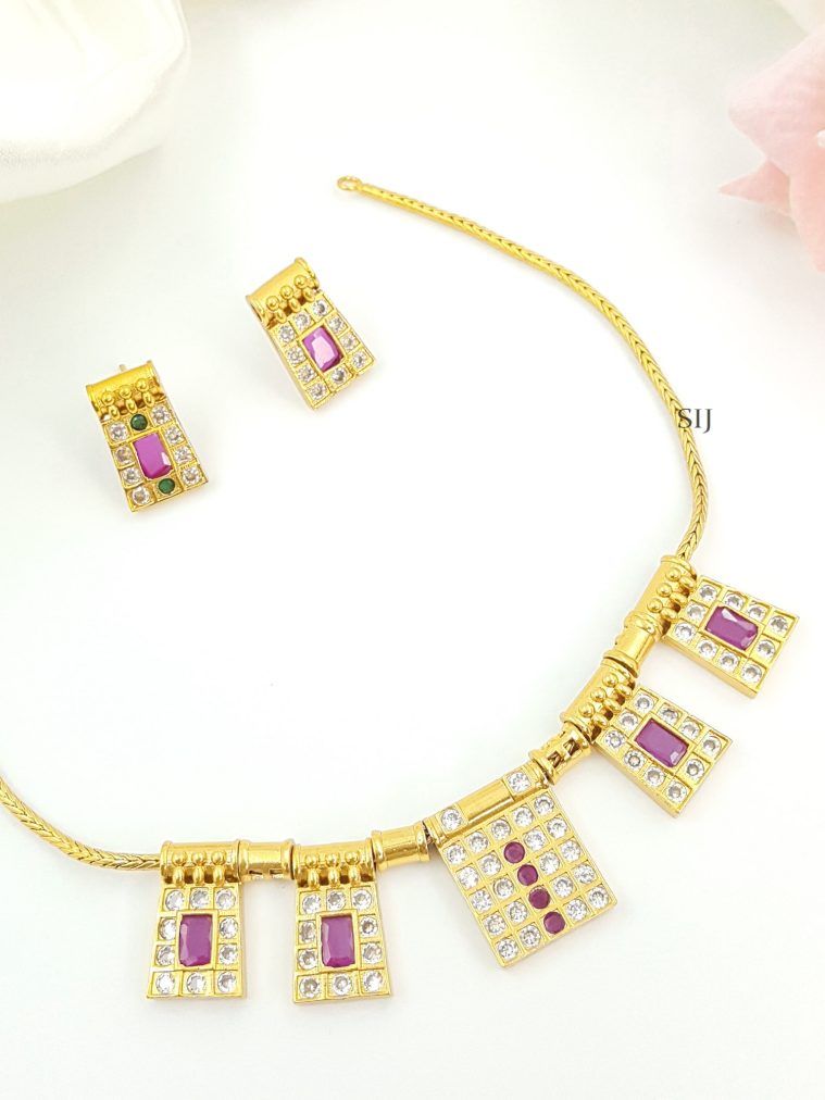 Alluring Mangalsutra Design Gold Plated Hasli Necklace Set