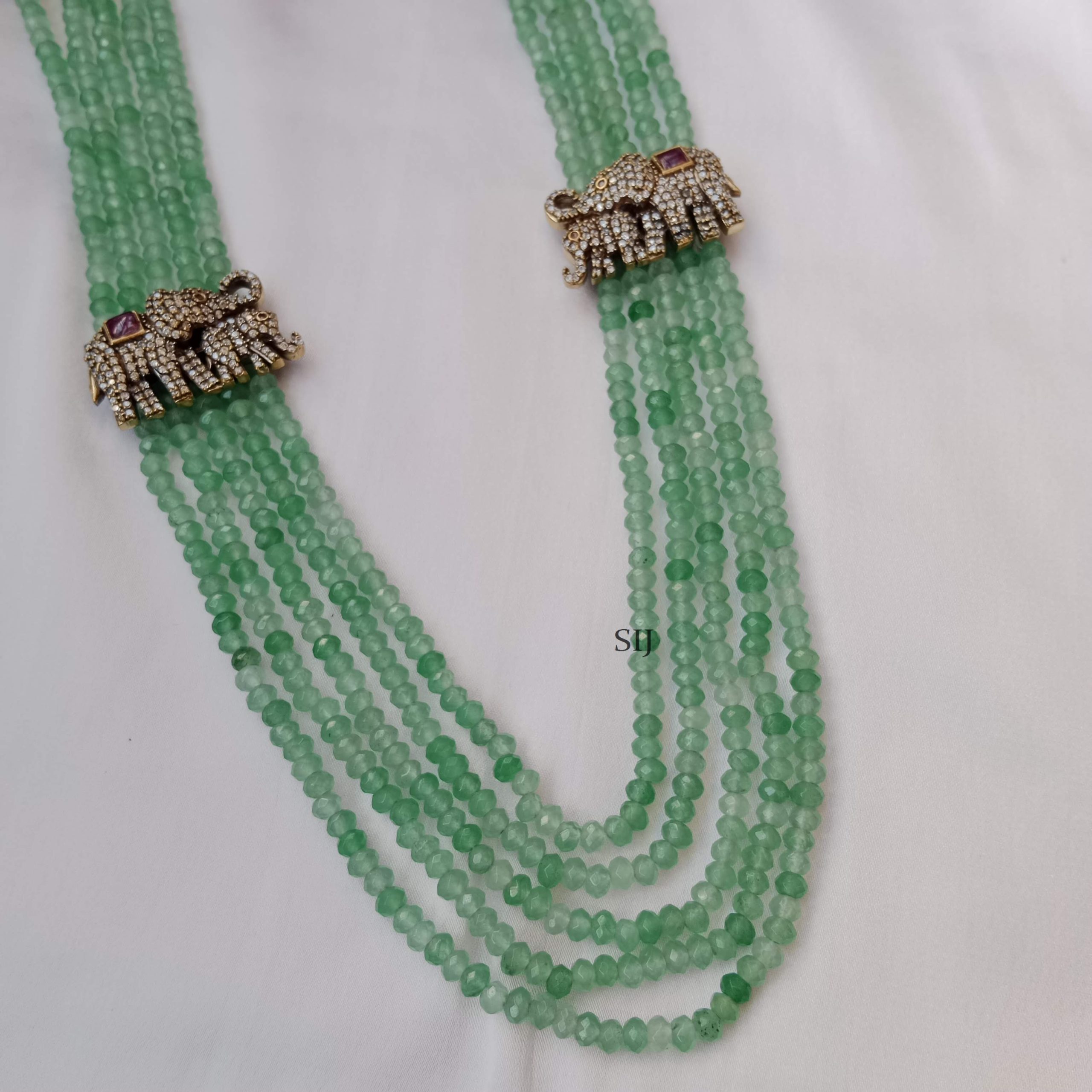 Vintage antique design handmade gorgeous Green Quartz five line necklace,  excellent beaded charm necklace tribal jewelry from india qd02 | TRIBAL  ORNAMENTS