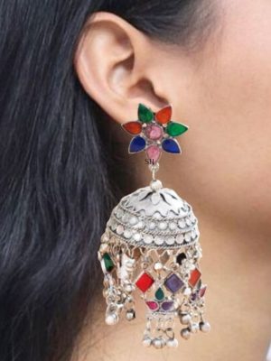 German Silver Multicolour Earrings