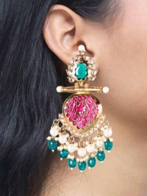 Gold Plated Designer Chand Bali Earrings