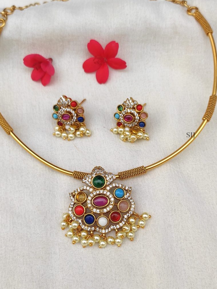 Traditional Hasli Navaratna Stones Choker