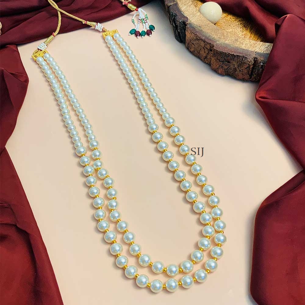 Elite Gold Plated Pearl Long Necklace