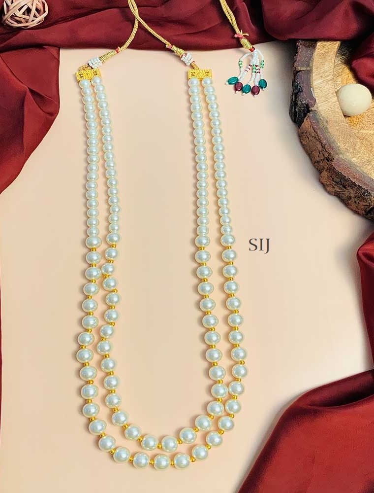 Elite Gold Plated Pearl Long Necklace