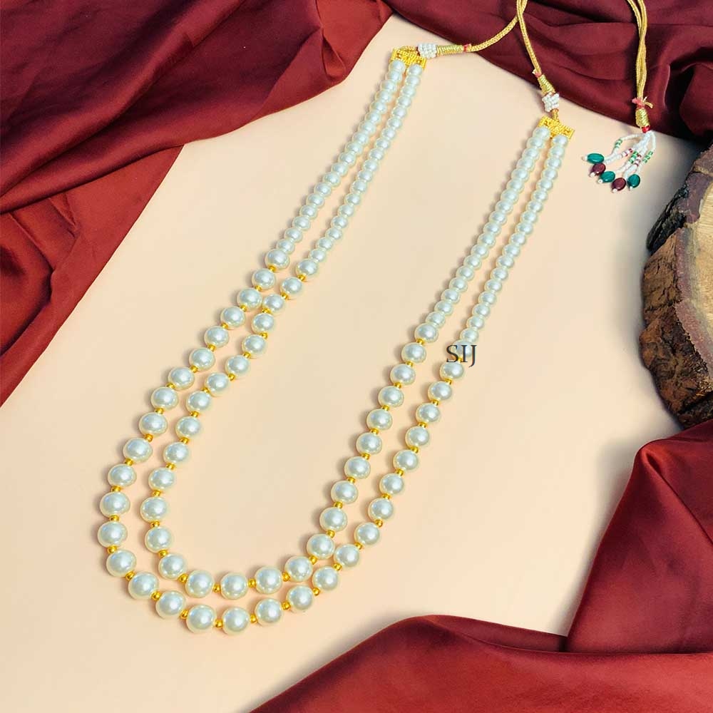 Elite Gold Plated Pearl Long Necklace
