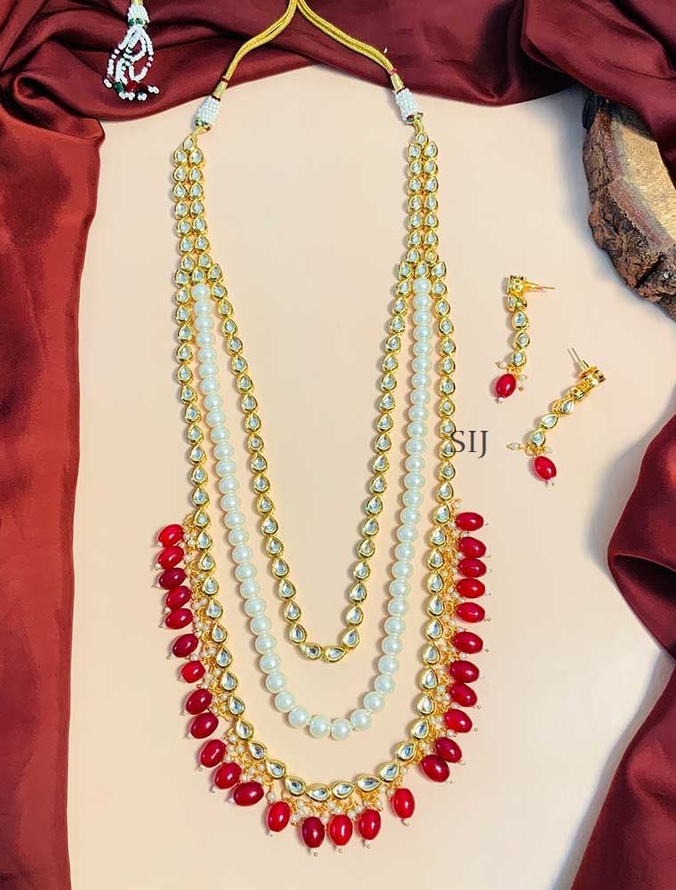 Shimmering Gold Plated Kundan & Pearl Mala