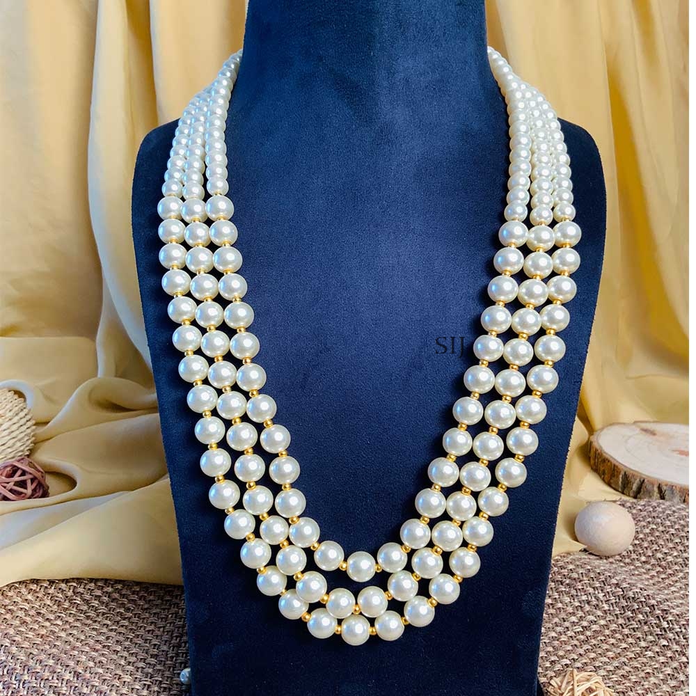 Exclusive Gold Plated Pearl Long Necklace