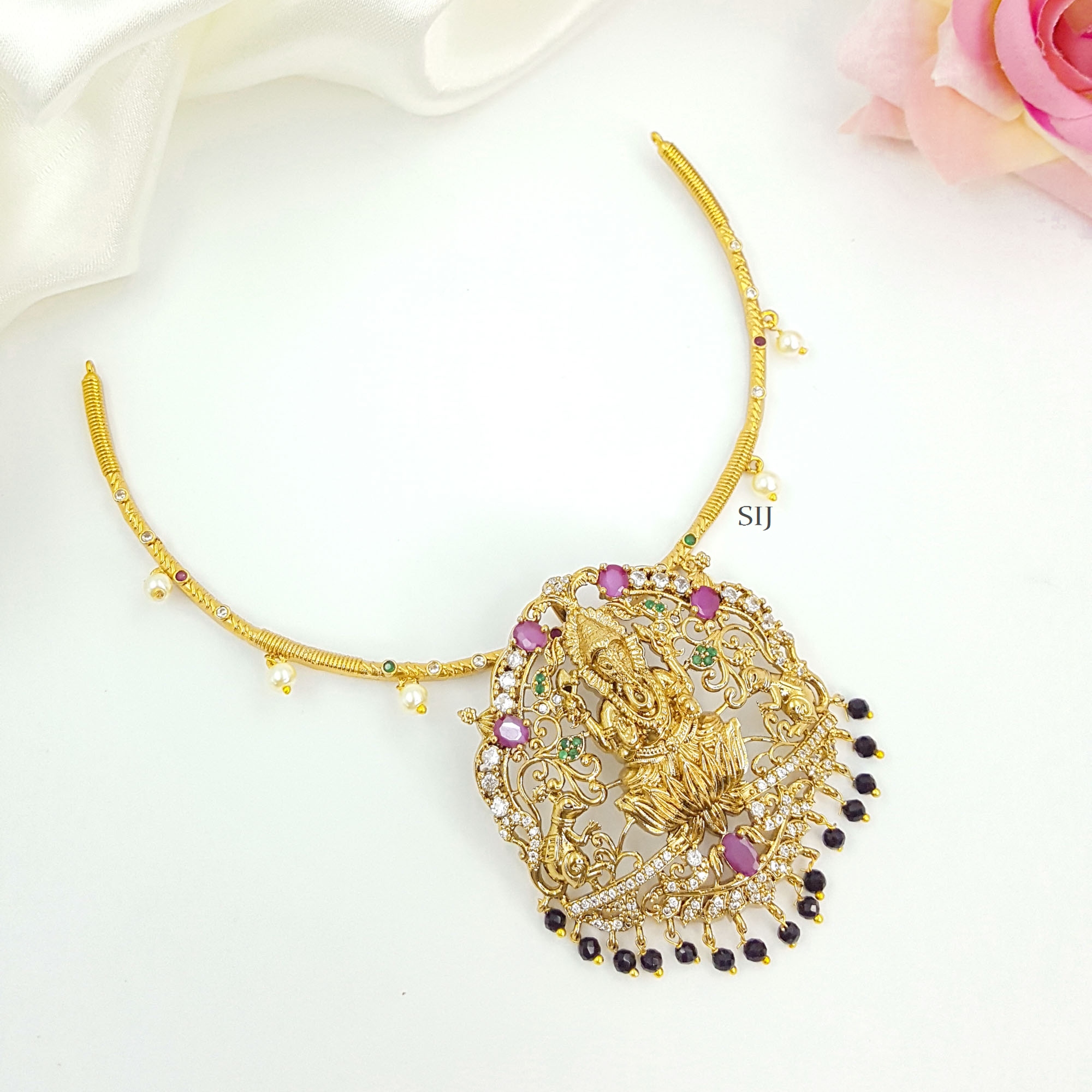 Allure Ganesha Hasli Gold Plated Necklace