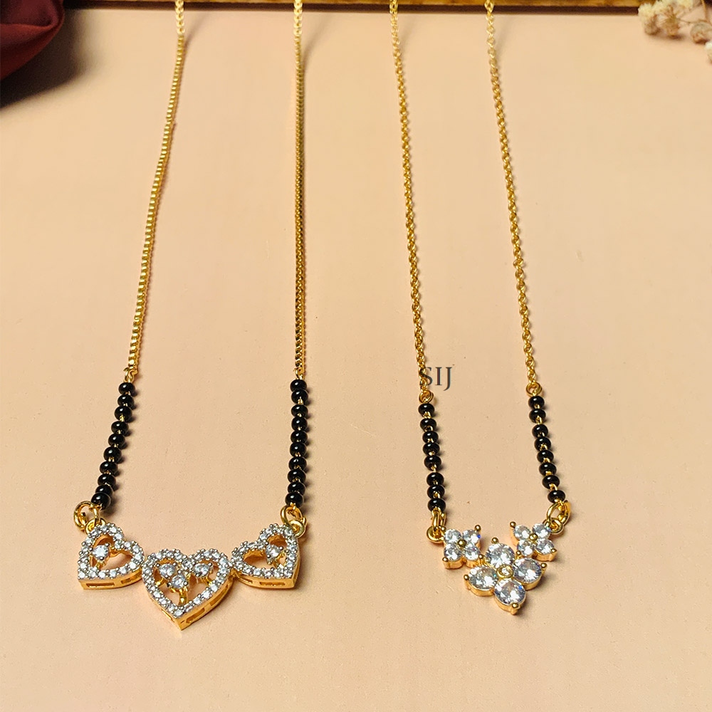 Alluring Set Of 2 Gold Plated Diamond Mangalsutra Combo