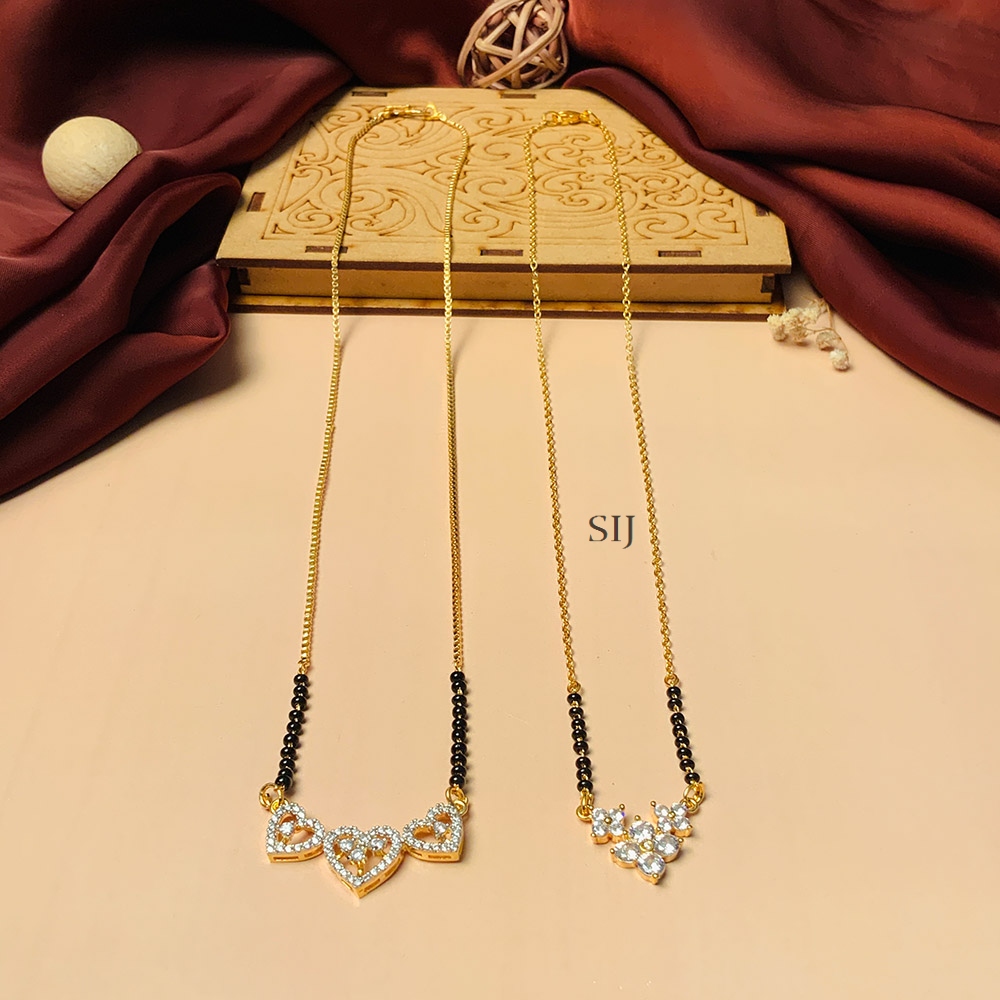 Alluring Set Of 2 Gold Plated Diamond Mangalsutra Combo