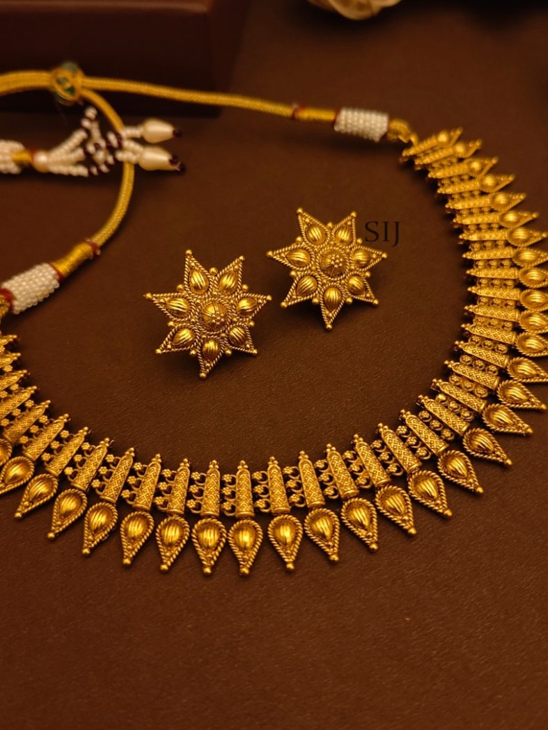 Antique Finish Mullai Mottu style Necklace