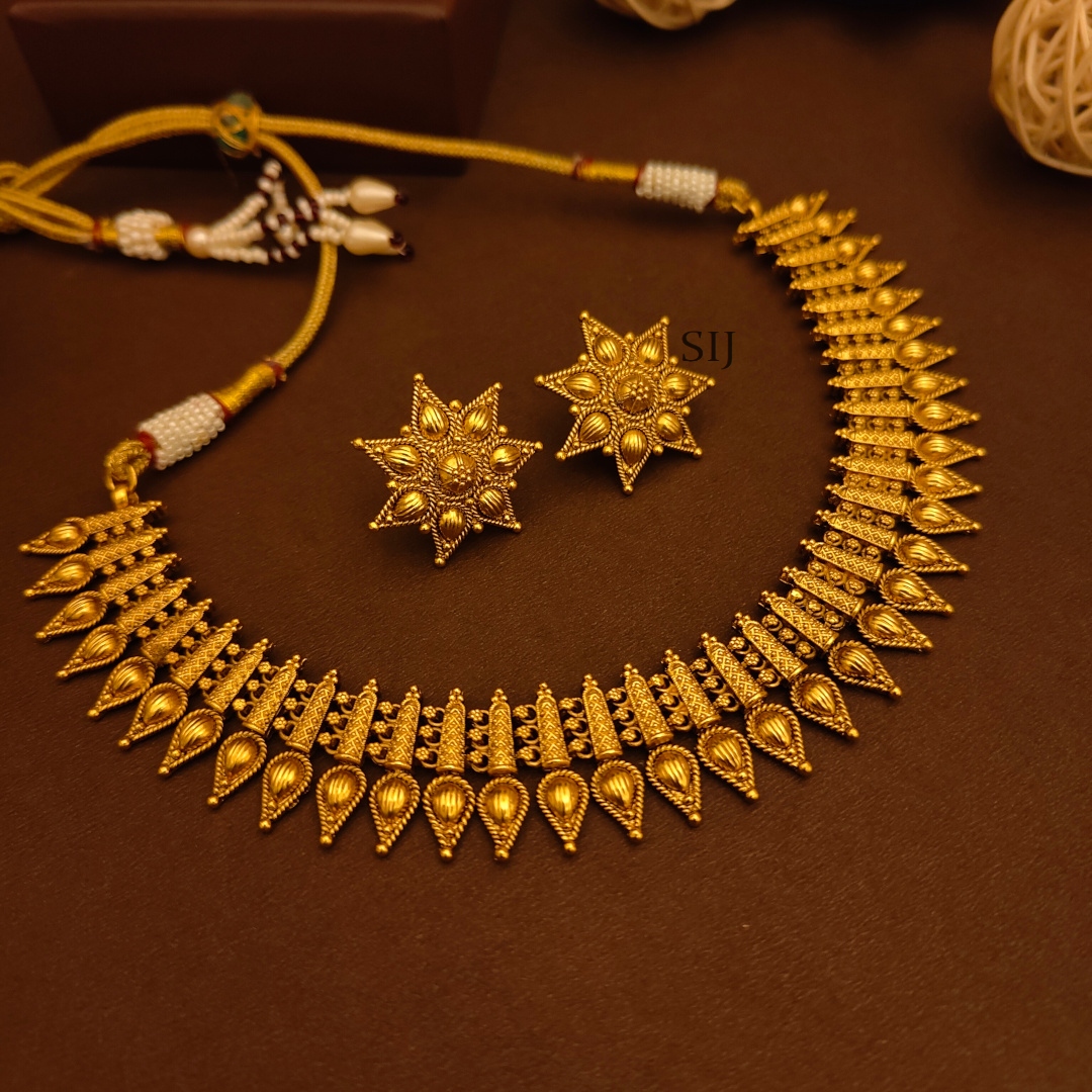 Antique Finish Mullai Mottu style Necklace