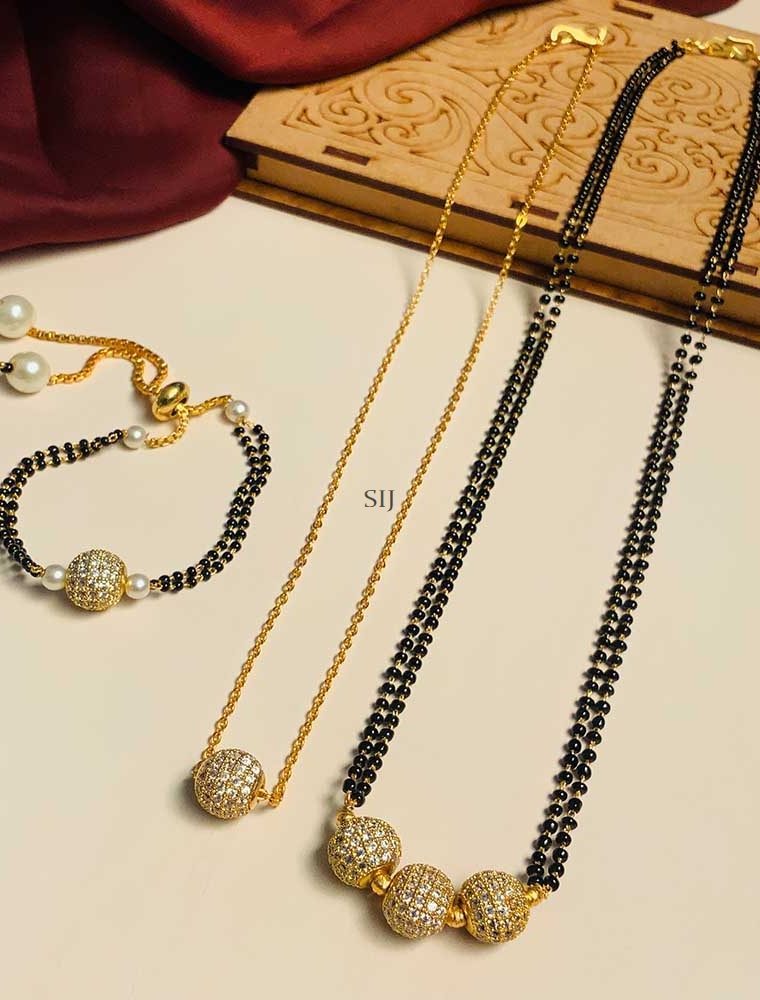 Attractive Design Gold Diamond Mangalsutra Combo