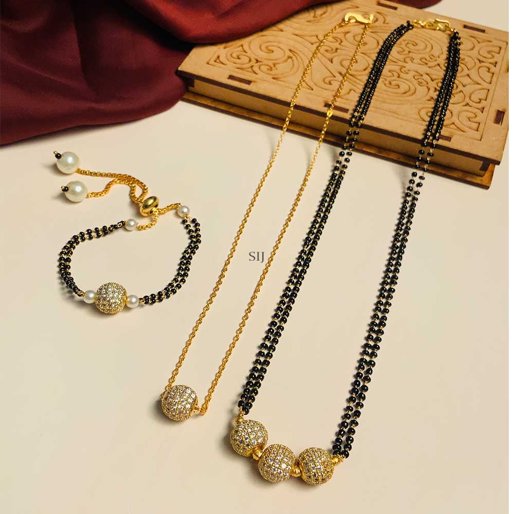 Attractive Design Gold Diamond Mangalsutra Combo