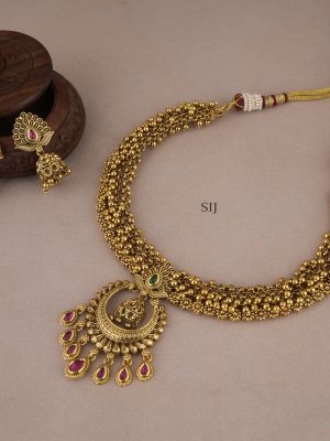 Attractive Small Gold Beads Necklace Set