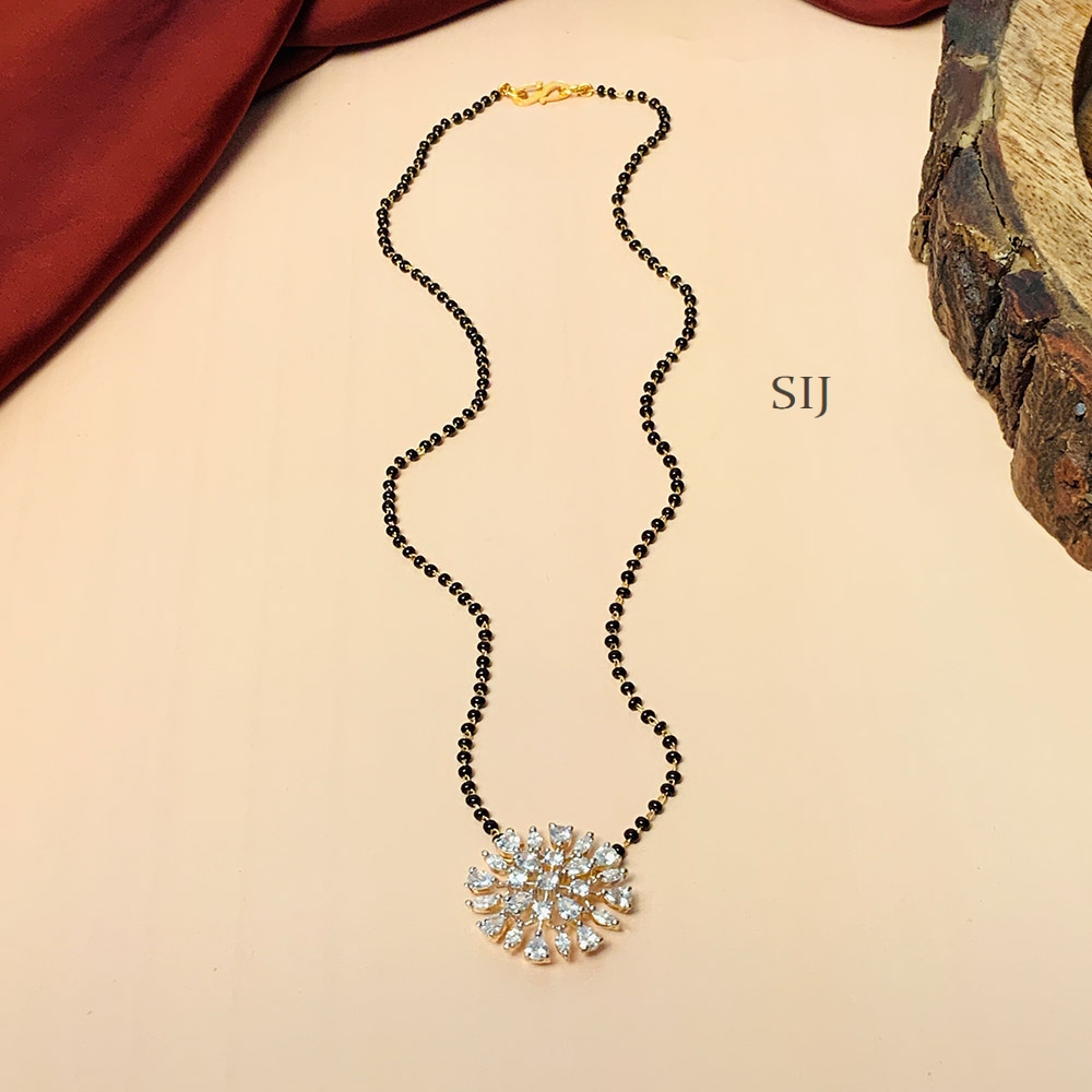 Attractive Gold Plated AD Stone Round Pendant Mangalsutra