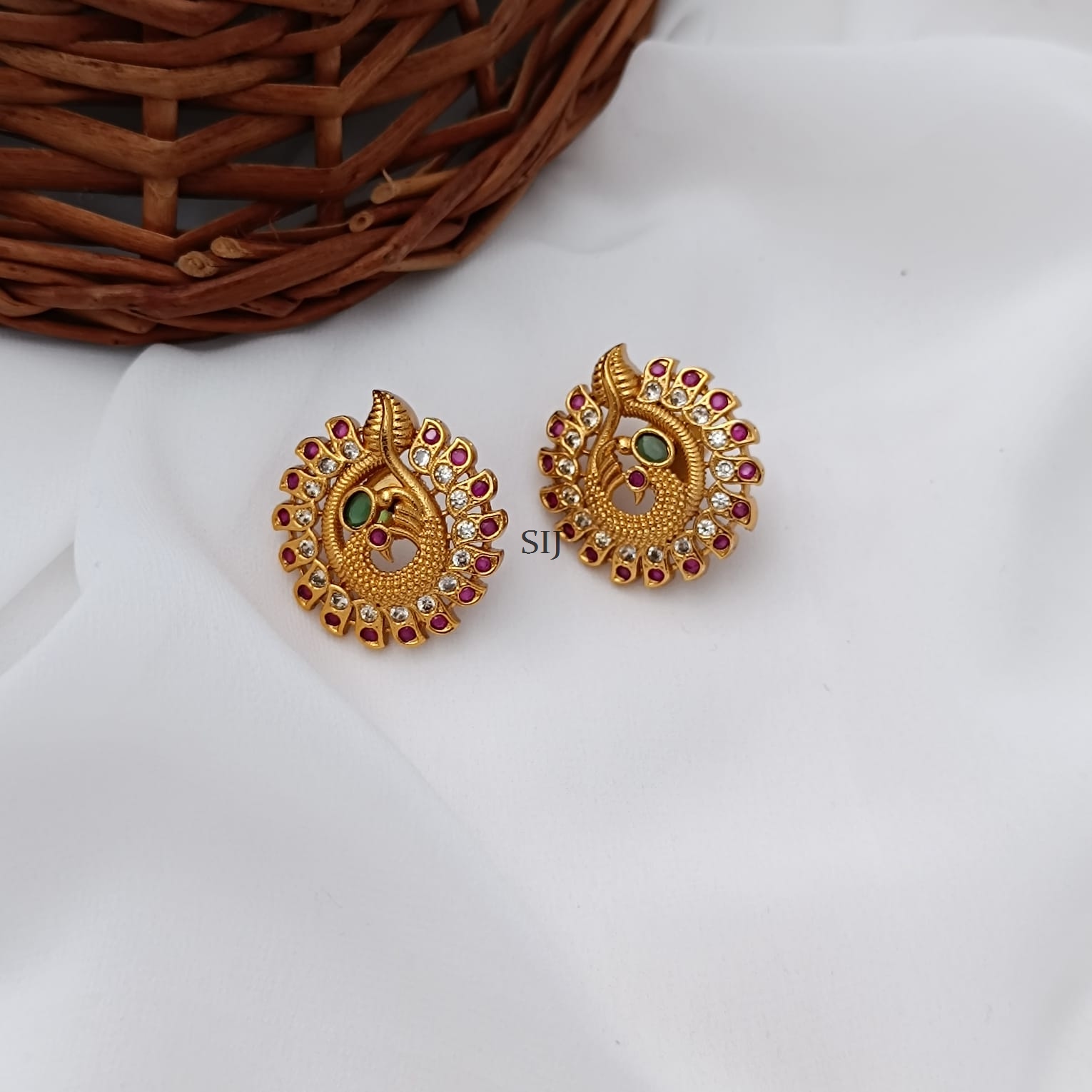 Beautiful Antique Red Peacock Earrings