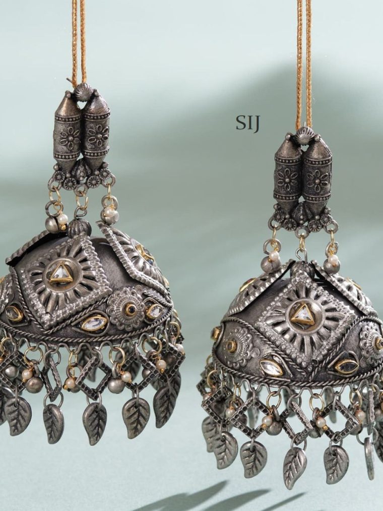 Beautiful German Silver Leaf Hanging Jhumkas