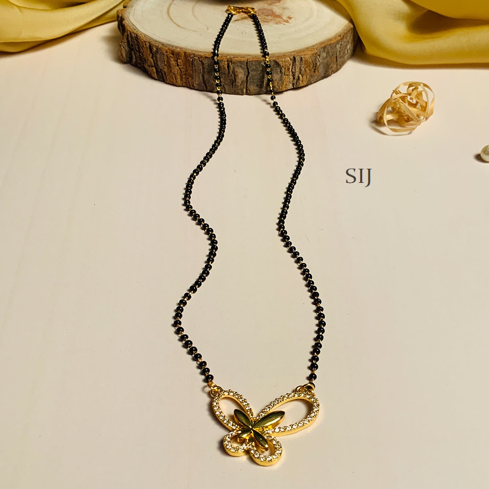 Beautiful Gold Plated Mangalsutra with AD Stones Flower Pendant -1