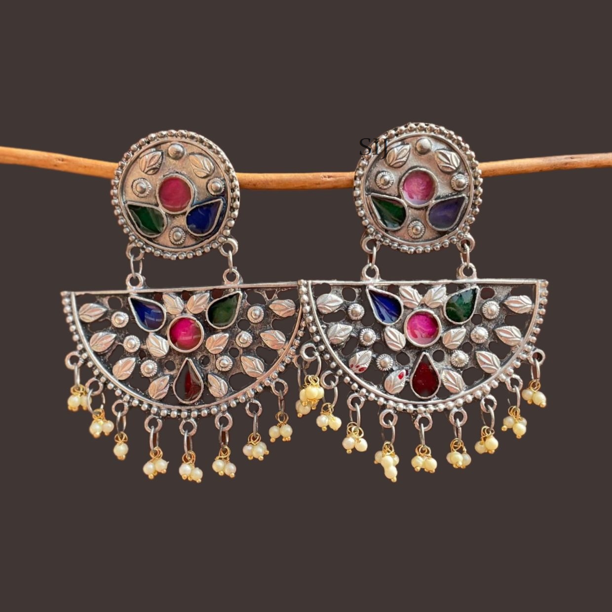 Beautiful Oxidised Chandbali Earrings