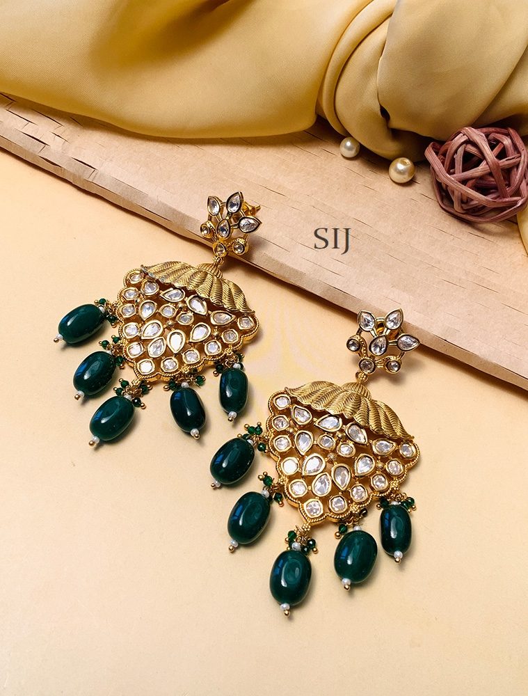 Beautiful Pista Green Pachi Kundan Earrings