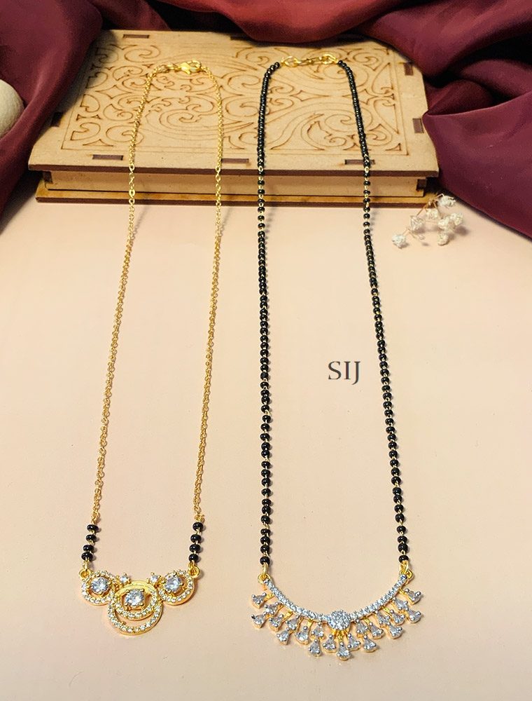 Beautiful Set Of 2 Gold Plated Diamond Mangalsutra Combo