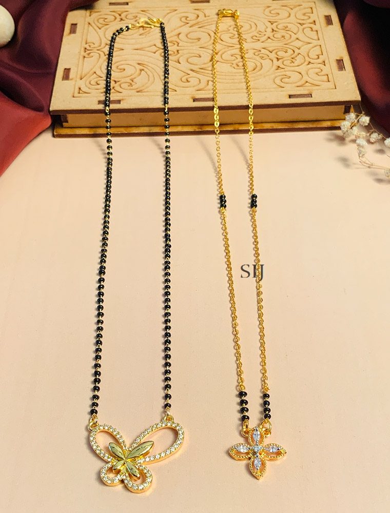 Classic Set Of 2 Gold Plated Diamond Mangalsutra Combo