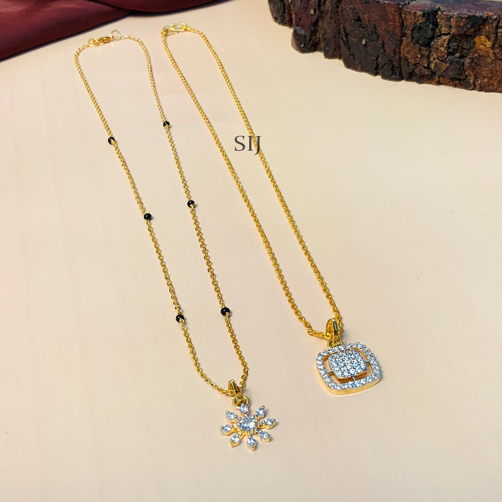 Cute AD Stones Pandent Gold Plated Mangalsutra Combo-2