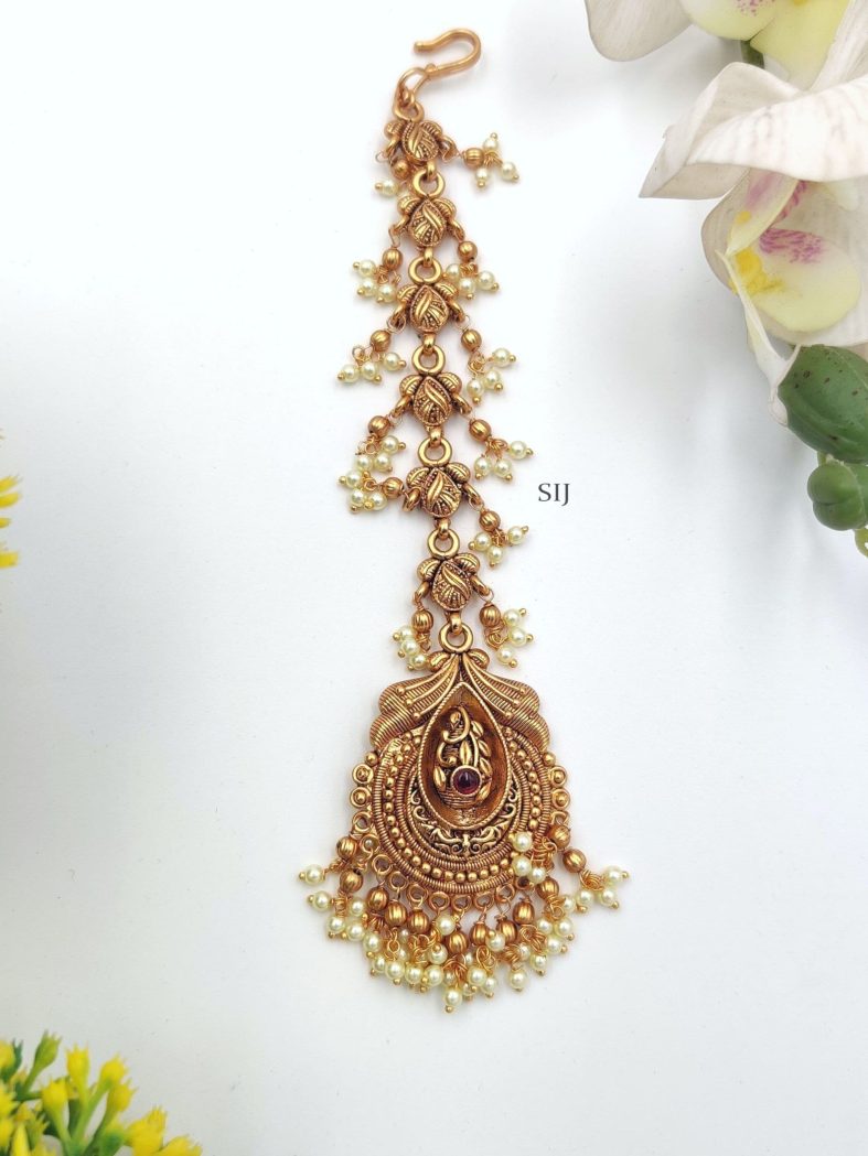 Cute Gold Beads and Pearls Maang Tikka