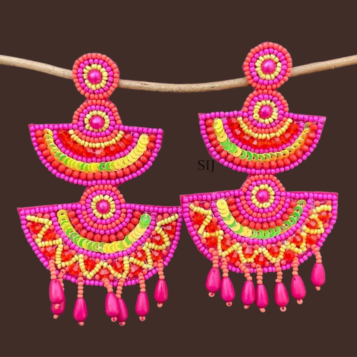 Elegant Pink Handcrafted Designer Earrings