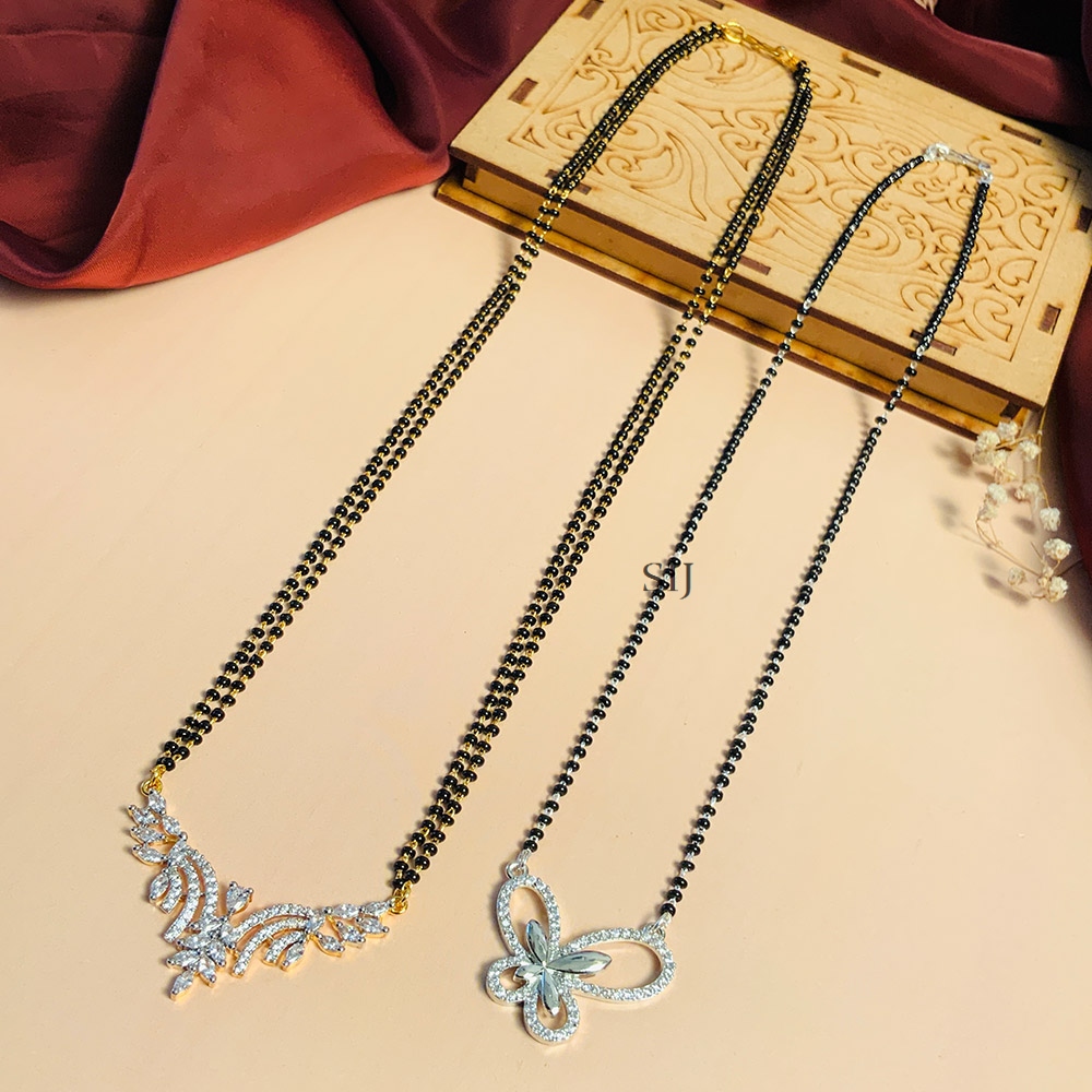 Elegant Set Of 2 Gold Plated & Silver Plated Mangalsutra Combo