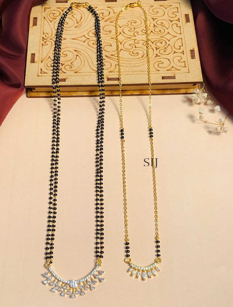 Exquisite Set Of 2 Gold Plated Diamond Mangalsutra Combo