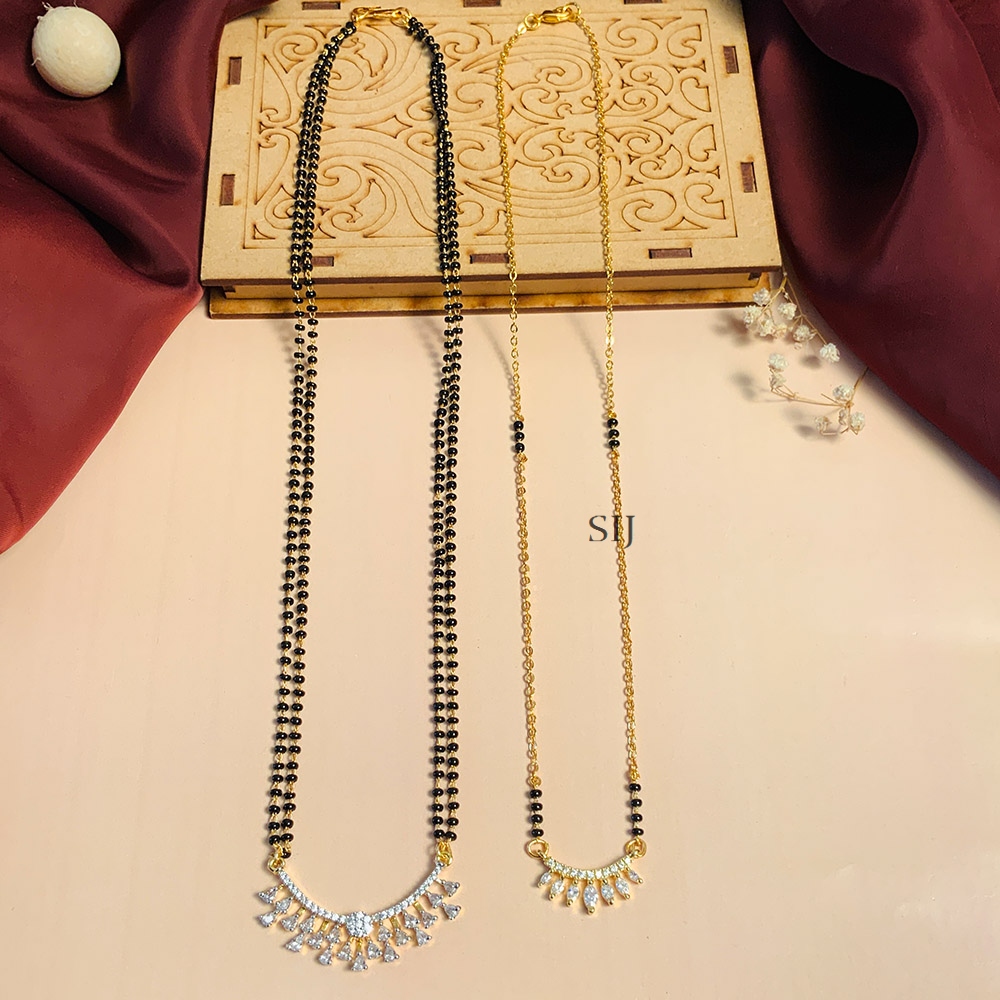Exquisite Set Of 2 Gold Plated Diamond Mangalsutra Combo