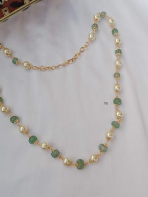 Fusion Green Pumpkin Pearl Bead Necklace