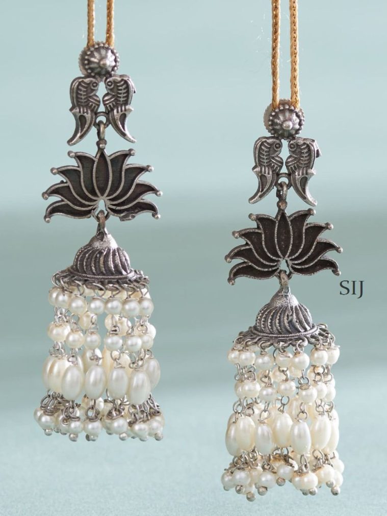 Lotus Design German Silver Earrings