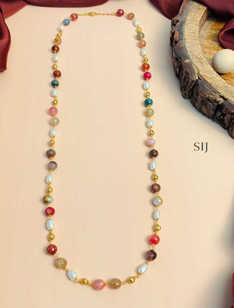 Modern Gold Plated Colouring Stone Mala