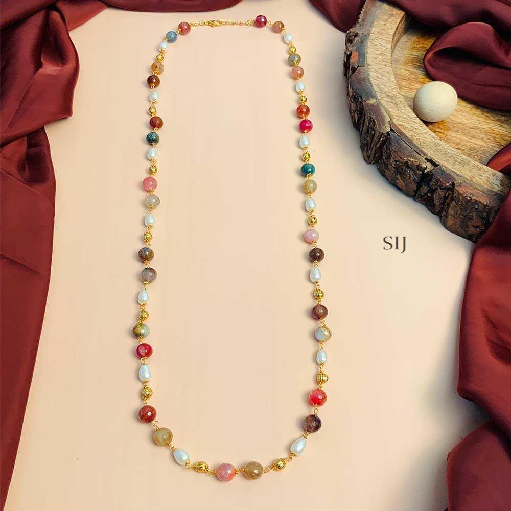 Modern Gold Plated Colouring Stone Mala