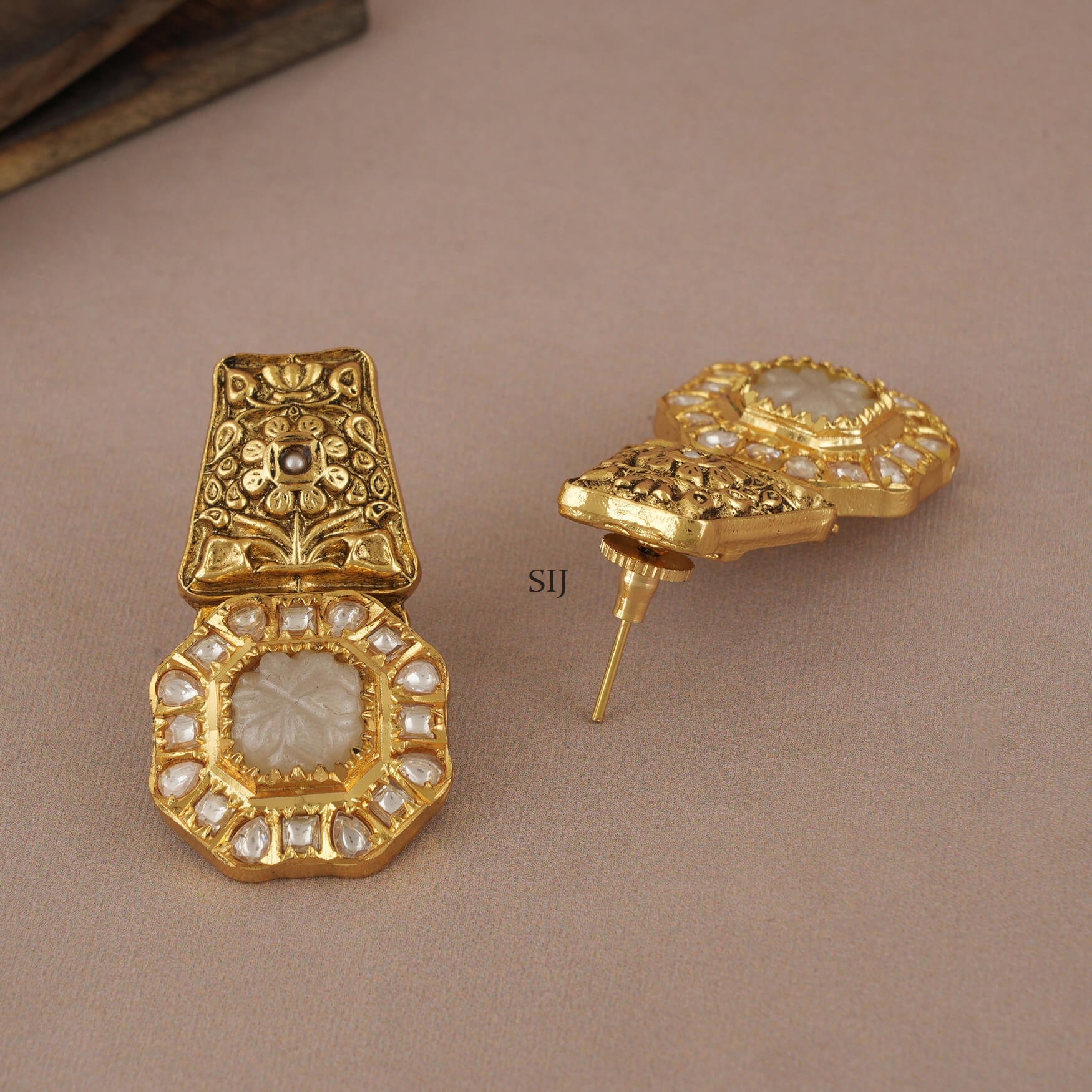Princess Gold Finish Kundan Stone Earring