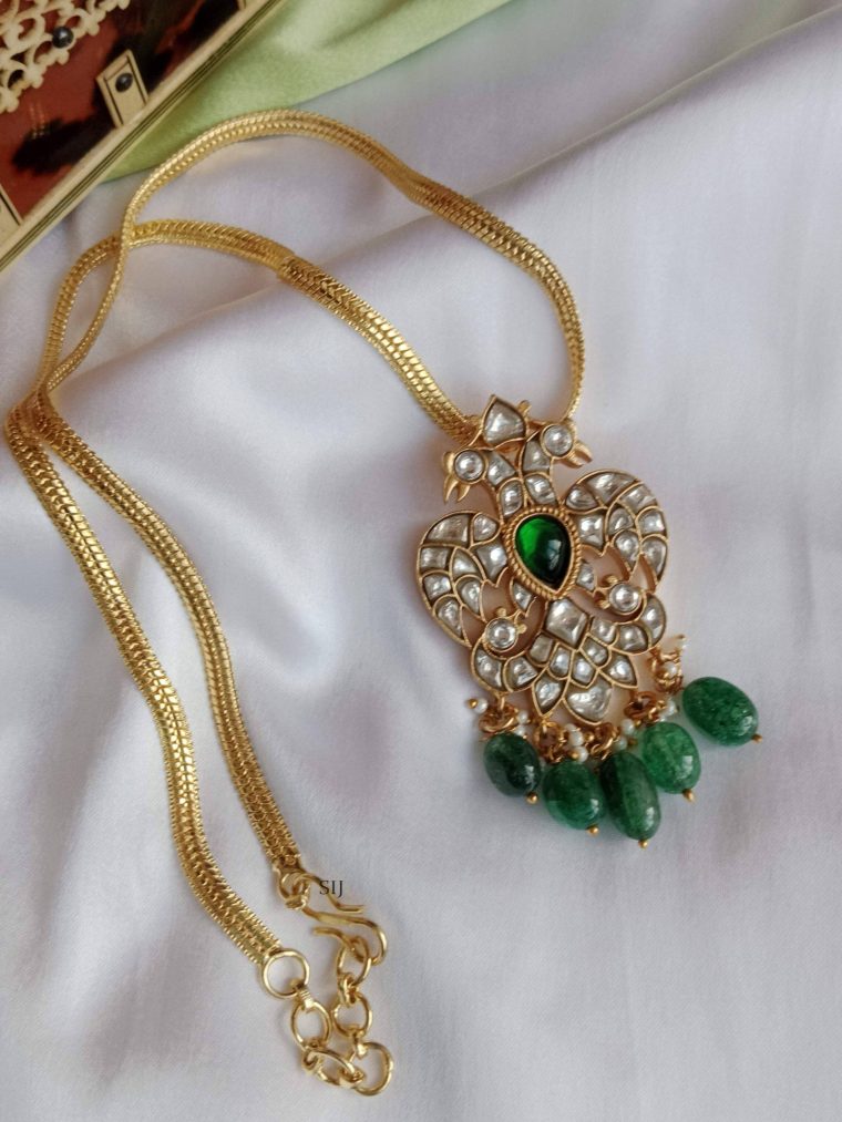 Princess Dual Peacock Jadau Pendant