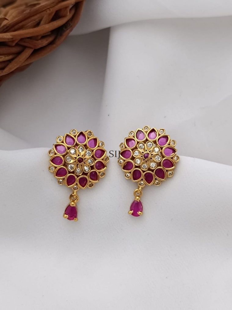 Princess Ruby White Stone Earrings