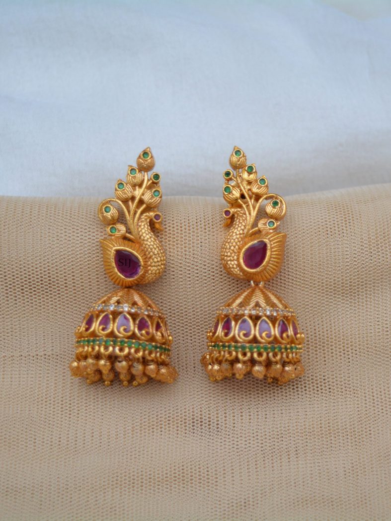 Shimmering Peacock Antique Jhumkas