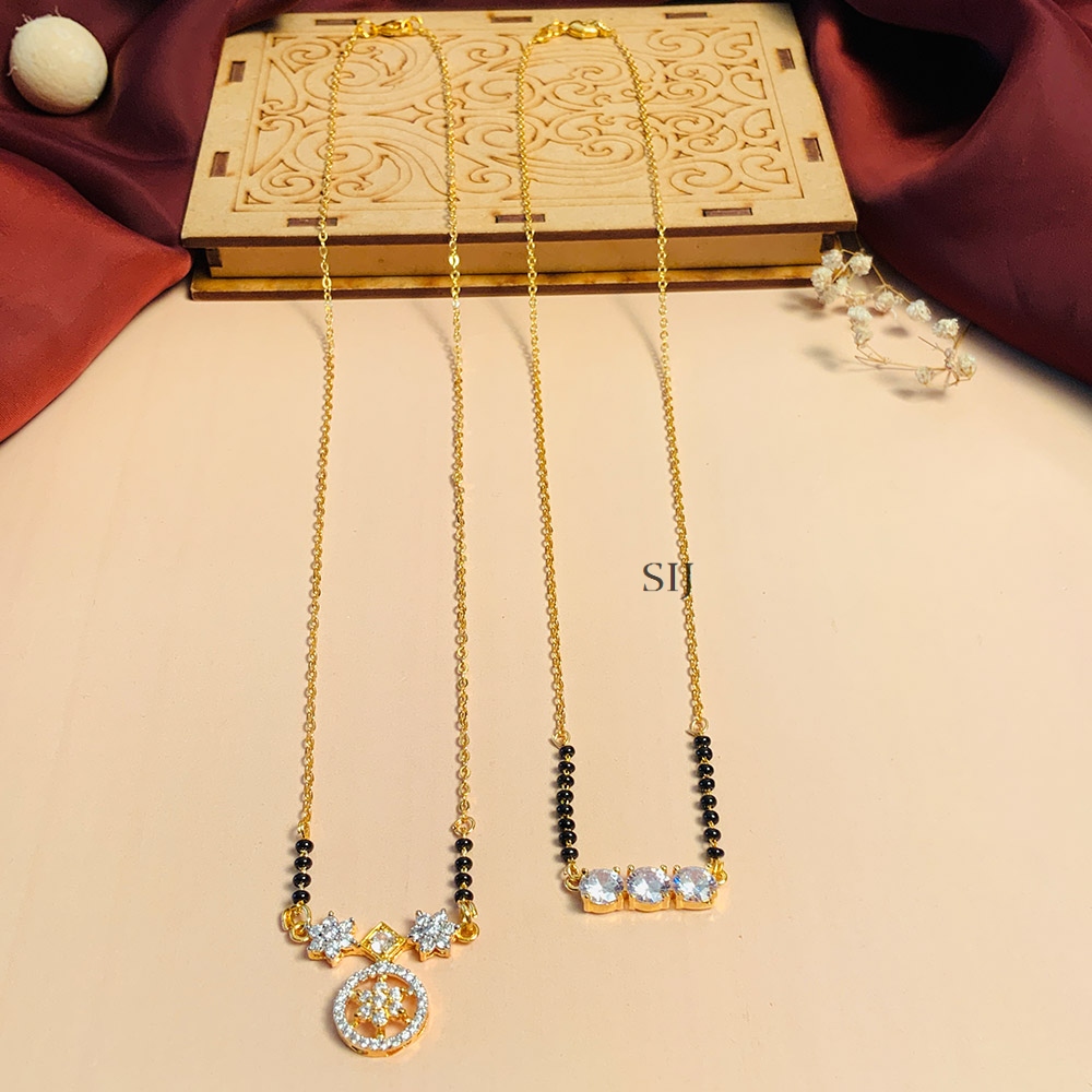 Shining Set Of 2 Gold Plated Diamond Mangalsutra Combo
