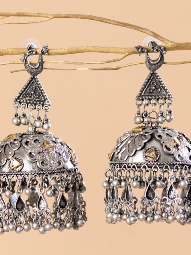 Sparkling Big Oxidised Jhumkas