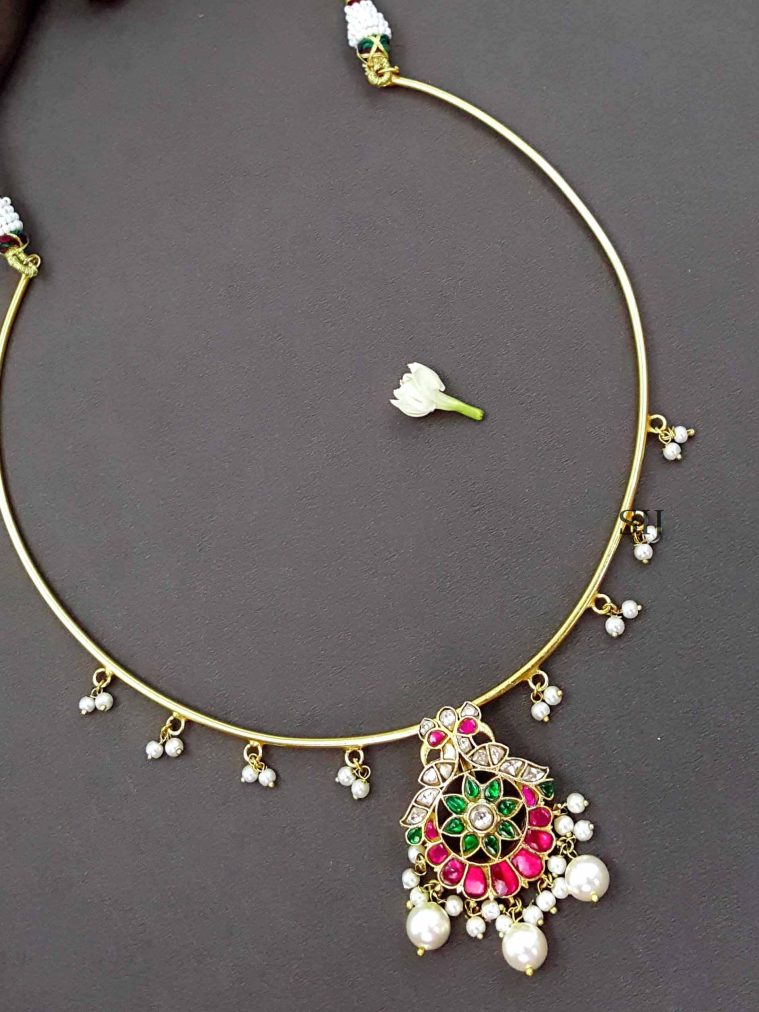 Sparkling Pearl Drops Jadau Hasli Choker