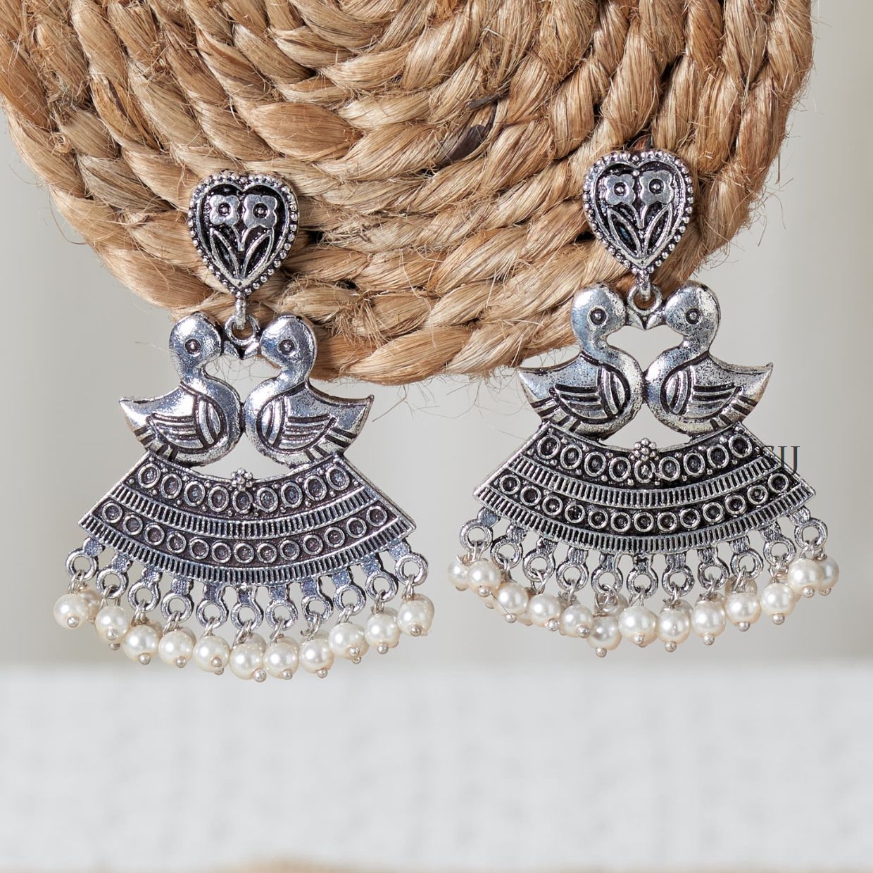 Stunning German Silver Bird Earrings