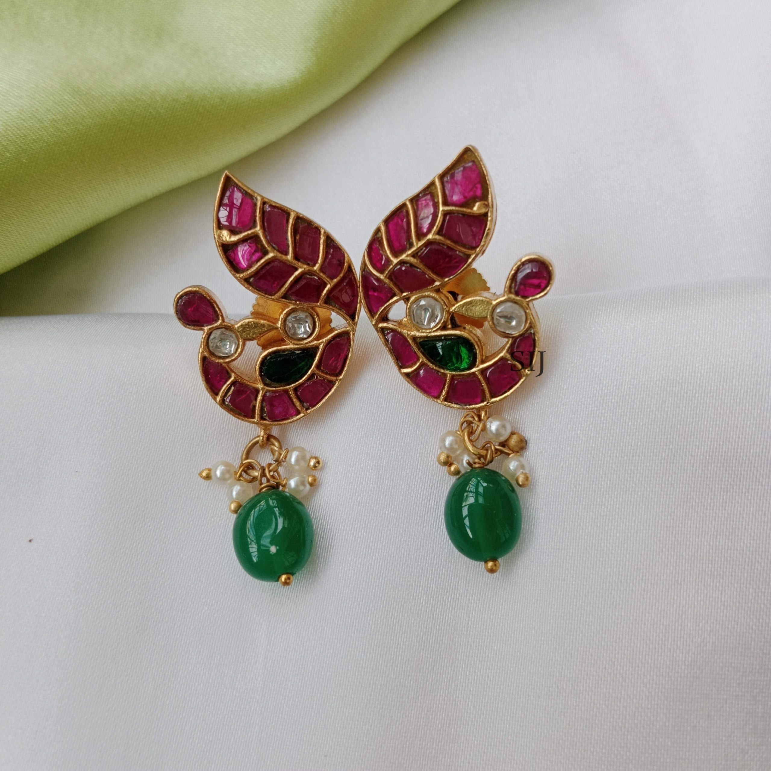 Stunning Peacock Jadau Earrings